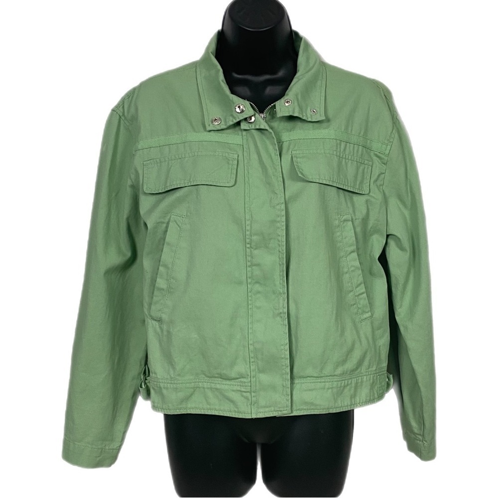 Treasure & Bond Women’s Stand Collar Cotton Twill Jacket‎ Green Size XS